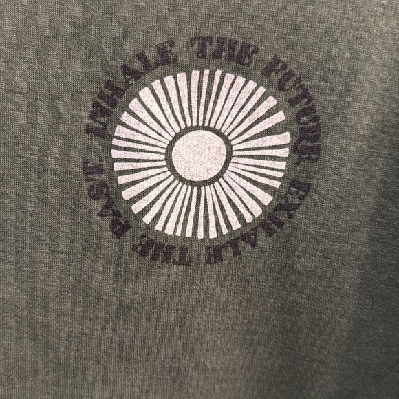 Miken Flow Cropped Green Sweatshirt Large Yoga Positive Vibes Attitude Energy - Picture 2 of 5